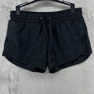 Athleta Beachside Bali Pull On Black Linen Shorts Size 2